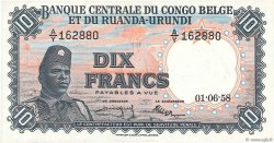 10 Francs BELGISCH-KONGO  1958 P.30b VZ+