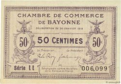50 Centimes FRANCE regionalismo y varios Bayonne 1918 JP.021.55 SC a FDC