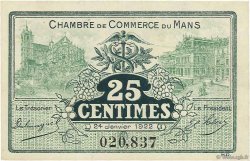 25 Centimes FRANCE regionalism and miscellaneous Le Mans 1922 JP.069.20