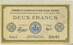 2 Francs FRANCE Regionalismus und verschiedenen Montluçon, Gannat 1915 JP.084.18