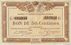 50 Centimes FRANCE regionalismo y varios Quimper et Brest 1922 JP.104.22 MBC
