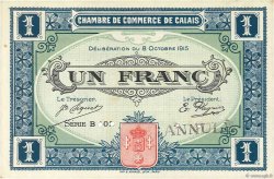 1 Franc Annulé FRANCE regionalism and various Calais 1915 JP.036.18