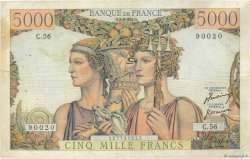 5000 Francs TERRE ET MER FRANCE  1951 F.48.04 VF-