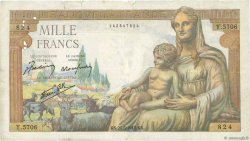 1000 Francs DÉESSE DÉMÉTER FRANKREICH  1943 F.40.24 S