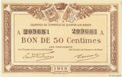 50 Centimes FRANCE régionalisme et divers Quimper et Brest 1915 JP.104.01
