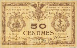 50 Centimes FRANCE regionalismo y varios Saint-Brieuc 1918 JP.111.13 FDC