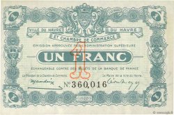 1 Franc FRANCE regionalism and various Le Havre 1920 JP.068.28 UNC