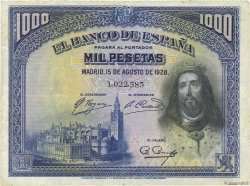 1000 Pesetas SPAIN  1928 P.078a VF