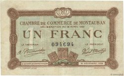 1 Franc FRANCE regionalism and various Montauban 1921 JP.083.19 VF