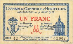 1 Franc FRANCE Regionalismus und verschiedenen Montpellier 1915 JP.085.10 VZ