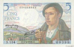 5 Francs BERGER FRANCE  1945 F.05.06 pr.NEUF