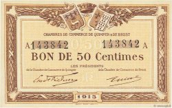 50 Centimes FRANCE régionalisme et divers Quimper et Brest 1915 JP.104.01