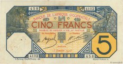 5 Francs DAKAR FRENCH WEST AFRICA Dakar 1928 P.05Bvar VF