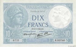 10 Francs MINERVE modifié FRANCE  1941 F.07.27