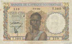 25 Francs FRENCH WEST AFRICA  1943 P.38 MB