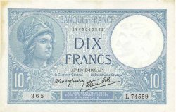 10 Francs MINERVE modifié FRANKREICH  1939 F.07.12 VZ+
