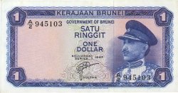 1 Ringgit - 1 Dollar BRUNEI  1967 P.01a UNC-