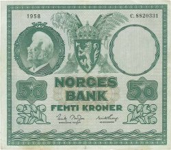 50 Kroner NORVÈGE  1958 P.32b2 MBC