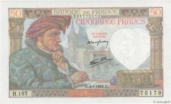 50 Francs JACQUES CŒUR FRANCE  1942 F.19.18 UNC-