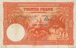 20 Francs CONGO BELGA  1944 P.15D MB