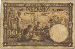 10 Francs CONGO BELGA  1937 P.09 q.MB