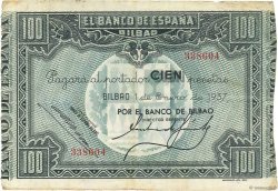 100 Pesetas SPAIN Bilbao 1937 PS.565a VF