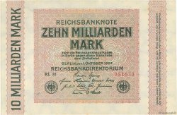 10 Milliards Mark GERMANY  1923 P.117c AU+