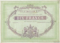 10 Francs Non émis FRANCE regionalismo y varios Arras 1870 JER.62.02C