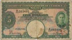5 Dollars MALAYA  1941 P.12 q.MB