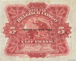 5 Francs BELGIAN CONGO  1942 P.13 VF