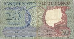20 Francs DEMOKRATISCHE REPUBLIK KONGO  1962 P.004a S