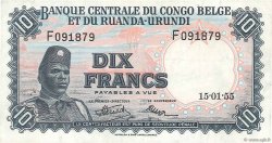 10 Francs BELGIAN CONGO  1955 P.30a XF