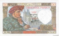 50 Francs JACQUES CŒUR FRANKREICH  1942 F.19.18