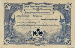 100 Francs Annulé FRANCE regionalism and miscellaneous Roanne 1923  VF+