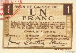 1 Franc FRANCE régionalisme et divers Colmar 1940 K.013