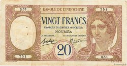 20 Francs NOUVELLE CALÉDONIE  1936 P.37b VF-