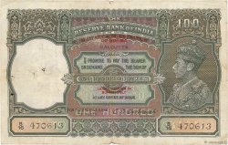 100 Rupees BURMA (SEE MYANMAR)  1947 P.33 F