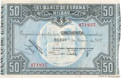50 Pesetas ESPAÑA Bilbao 1937 PS.564h