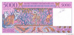 5000 Francs - 1000 Ariary MADAGASCAR  1994 P.078b AU