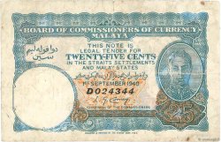 25 Cents MALAYA  1940 P.03 G