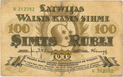 100 Rubli LATVIA  1919 P.07f VF