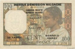 100 Francs - 20 Ariary MADAGASCAR  1961 P.052