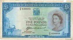 5 Pounds RODESIA Y NIASALANDIA (Federación de)  1960 P.22b RC+