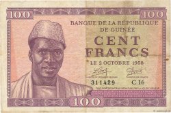 100 Francs GUINÉE  1958 P.07 TB