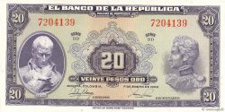 20 Pesos Oro COLOMBIA  1951 P.392d FDC