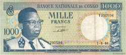 1000 Francs REPúBLICA DEMOCRáTICA DEL CONGO  1964 P.008a BC