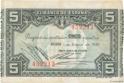 5 Pesetas ESPAGNE Bilbao 1937 PS.561f