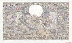 100 Francs - 20 Belgas BELGIUM  1943 P.107 AU