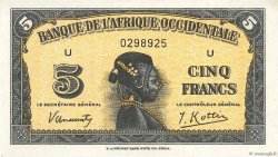 5 Francs FRENCH WEST AFRICA  1942 P.28a q.FDC