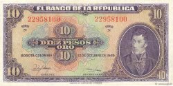 10 Pesos Oro COLOMBIA  1949 P.389d VF